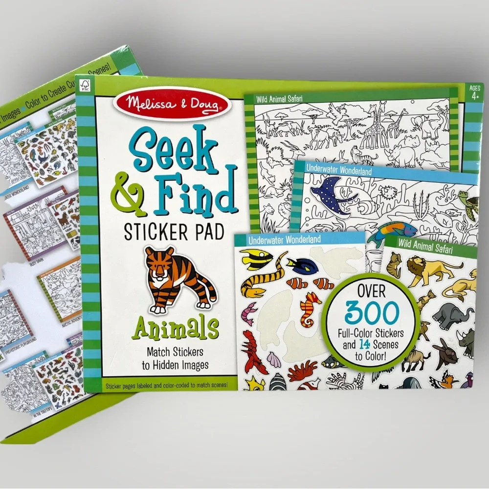 Lot/2 Melissa & Doug Seek & Find Animal Sticker Pad - Picture 7 of 7